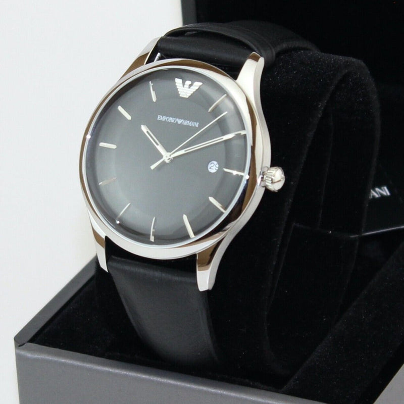 Emporio Armani Lambda Classic Quartz Black Dial Black Leather Strap Watch For Men - AR11020 Buy Now By Emporio Armani