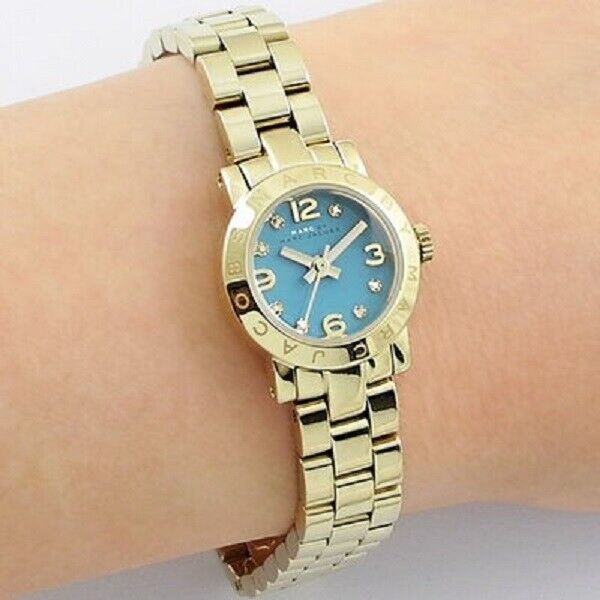 Marc Jacobs Amy Dinky Blue Dial Gold Steel Strap Watch for Women - MBM3229 Buy Now By Marc Jacobs