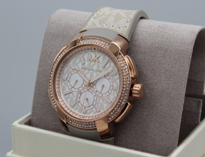 Michael Kors Sidney Chronograph White Dial Beige Leather Strap Watch For Women - MK6949 Buy Now By Michael Kors