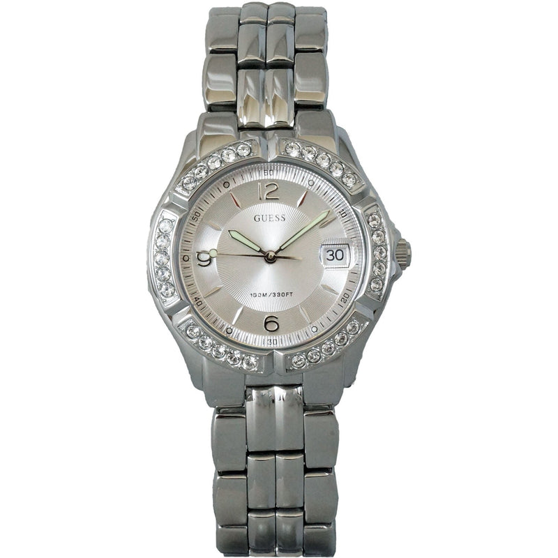 Guess Water Pro Diamonds Silver Dial Silver Steel Strap Watch For Women - G75511M Buy Now By Guess