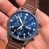 Shop IWC Pilot’s Watch Chronograph Edition “Le Petit Prince” Blue Dial Brown Leather Strap Watch for Men - IW377714 in USA