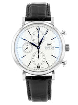 Shop IWC Portofino Chronograph White Dial Black Leather Strap Watch for Men - IW391024 in USA