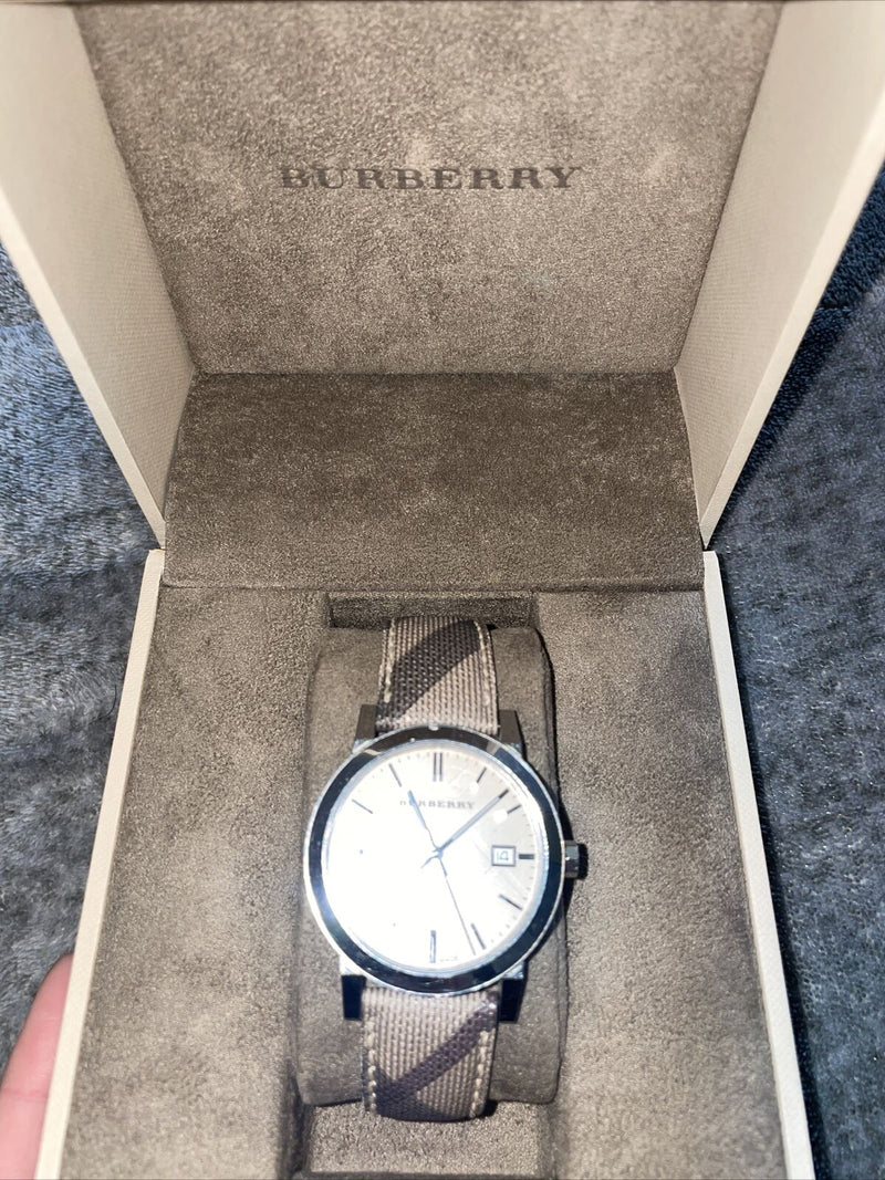 Burberry The City Beige Dial Chequered Brown Leather Strap Watch for Women - BU9029 Buy Now By Burberry