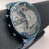 Shop Diesel Daddy 2.0 Chronograph Quartz Grey Dial Blue Steel Strap Watch For Men - DZ7414 in USA