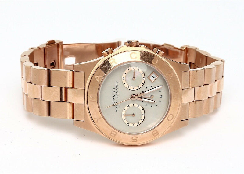 Marc Jacobs Blade Chronograph Mother of Pearl White Dial Rose Gold Steel Strap Watch for Women - MBM8637 Buy Now By Marc Jacobs