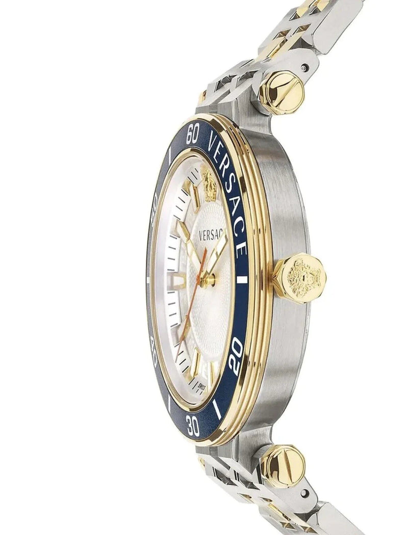 Versace Greca Sport Quartz White Dial Two Tone Steel Strap Watch For Men - VEZ300521 Buy Now By Versace