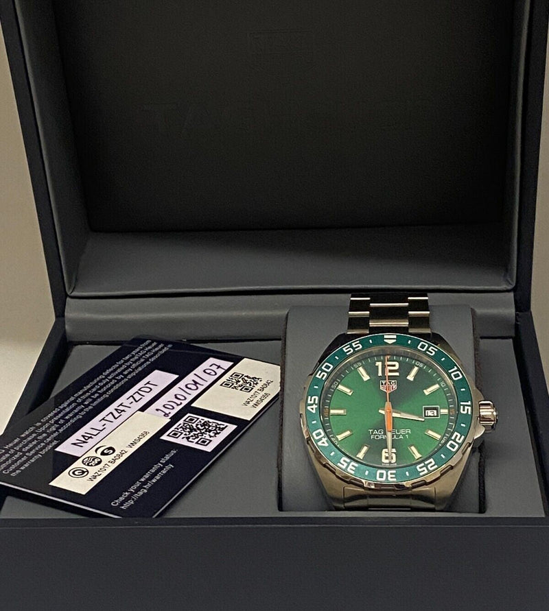 Shop Tag Heuer Formula 1 Limited Edition Green Dial Silver Steel Strap Watch for Men - WAZ1017.BA0842 in USA