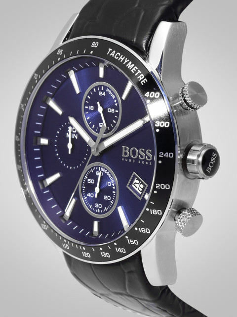 Hugo Boss Rafale Chronograph Quartz Blue Dial Black Leather Strap Watch For Men - HB1513391 Buy Now By Hugo Boss