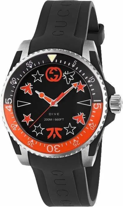 Shop Gucci Dive Limited Edition Black Dial Black Rubber Strap Unisex Watch - YA136333 in USA