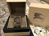 Burberry The City Black Dial Silver Steel Strap Watch for Men - BU9380 Buy Now By Burberry