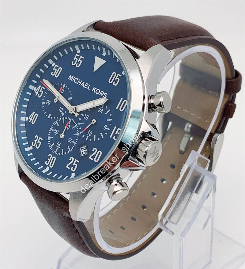 Michael Kors Gage Chronograph Blue Dial Brown Leather Strap Watch For Men - MK8362 Buy Now By Michael Kors