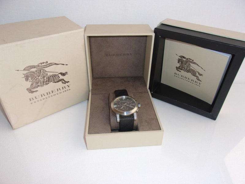Burberry The City Grey Dial Black Leather Strap Watch for Men - BU9359 Buy Now By Burberry