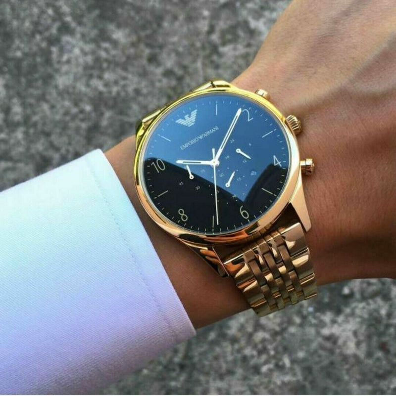 Emporio Armani Classic Chronograph Black Dial Gold Steel Strap Watch For Men - AR1893 Buy Now By Emporio Armani