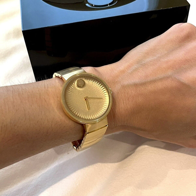 Shop Movado Edge Gold Dial Gold Steel Strap Watch for Women - 3680014 in USA