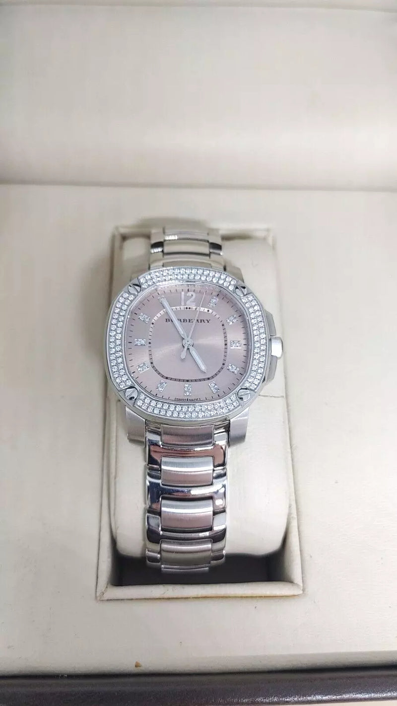Burberry The Britain Diamonds Brown Dial Silver Steel Strap Watch for Women - BBY1803 Buy Now By Burberry