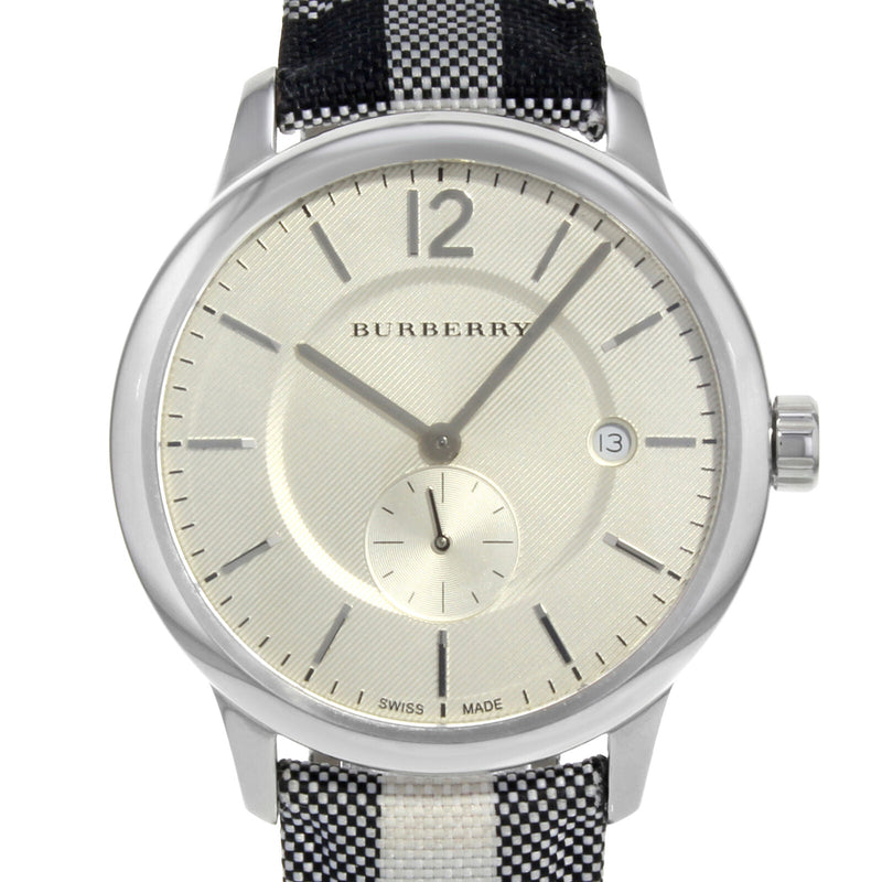 Shop Burberry The Classic Horseferry Silver Dial Black Leather Strap Watch for Men - BU10002 in USA