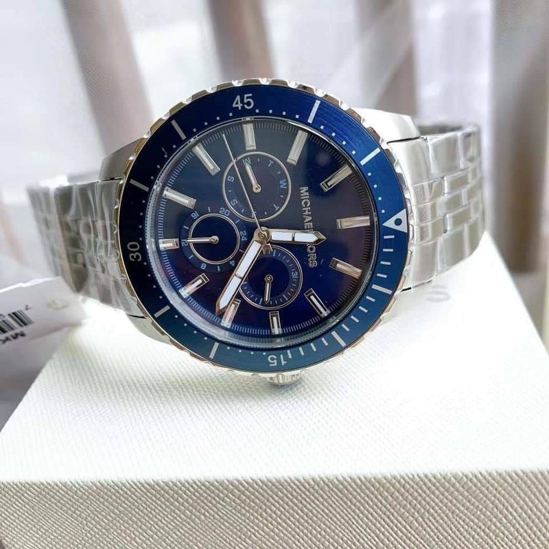 Michael Kors Cunningham Multifunction Blue Dial Silver Steel Strap Watch For Men - MK7153 Buy Now By Michael Kors