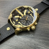 Diesel Mr Daddy Chronograph Black Dial Black Leather Strap Watch For Men - DZ7371 Buy Now By Diesel