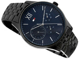 Shop Tommy Hilfiger Damon Quartz Chronograph Blue Dial Black Steel Strap Watch for Men - 1791454 in USA