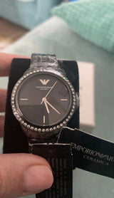 Emporio Armani Crystal Ceramica Black Dial Black Steel Strap Watch For Women - AR1478 Buy Now By Emporio Armani