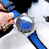 Versace Chain Reaction Quartz Blue Dial Blue & Black Leather Strap Watch for Men - VEDY00119 Buy Now By Versace