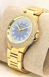 Michael Kors Camille Analog Blue Dial Gold Steel Strap Watch For Women - MK7341 Buy Now By Michael Kors