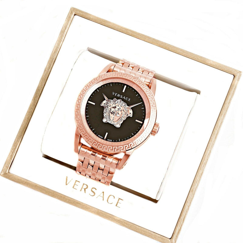 Versace Palazzo Empire Black Dial Rose Gold Steel Strap Watch for Men - VERD00718 Buy Now By Versace