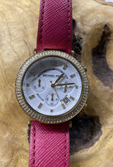 Michael Kors Parker Chronograph White Dial Pink Leather Strap Watch for Women - MK2297 Buy Now By Michael Kors