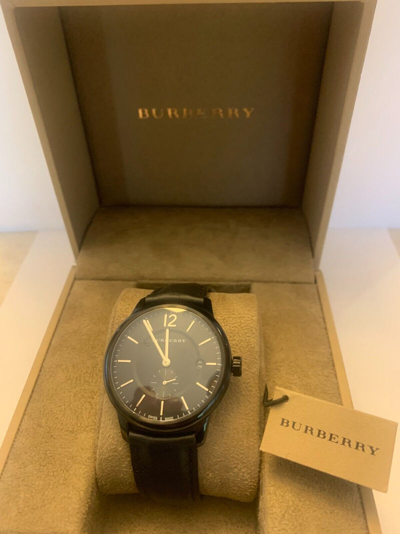 Shop Burberry The Classic Black Dial Black Leather Strap Watch for Men - BU10003 in USA
