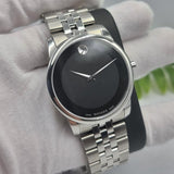 Movado Museum Classic Black Dial Silver Steel Strap Watch For Men - 606504 Buy Now By Movado