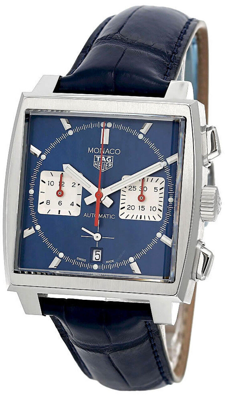 Tag Heuer Monaco Automatic Chronograph Blue Dial Blue Leather Strap Watch for Men - CBL2111.FC6453 Buy Now By Tag Heuer