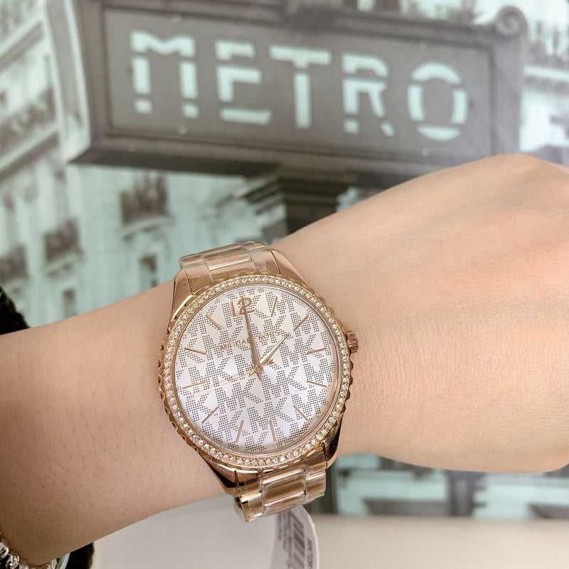 Michael Kors Layton Three Hand Silver Dial Rose Gold Steel Strap Watch For Women - MK7297 Buy Now By Michael Kors