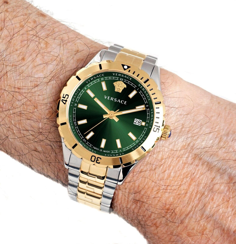 Versace Hellenyium Quartz Green Dial Two Tone Steel Strap Watch For Men - VE3A00720 Buy Now By Versace