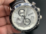 Hugo Boss Rafale Chronograh Quartz White Dial Black Leather Strap Watch For Men - HB1513403 Buy Now By Hugo Boss