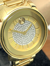 Movado Bold Pave Gold Dial Gold Steel Strap Watch For Women - 3600255 Buy Now By Movado