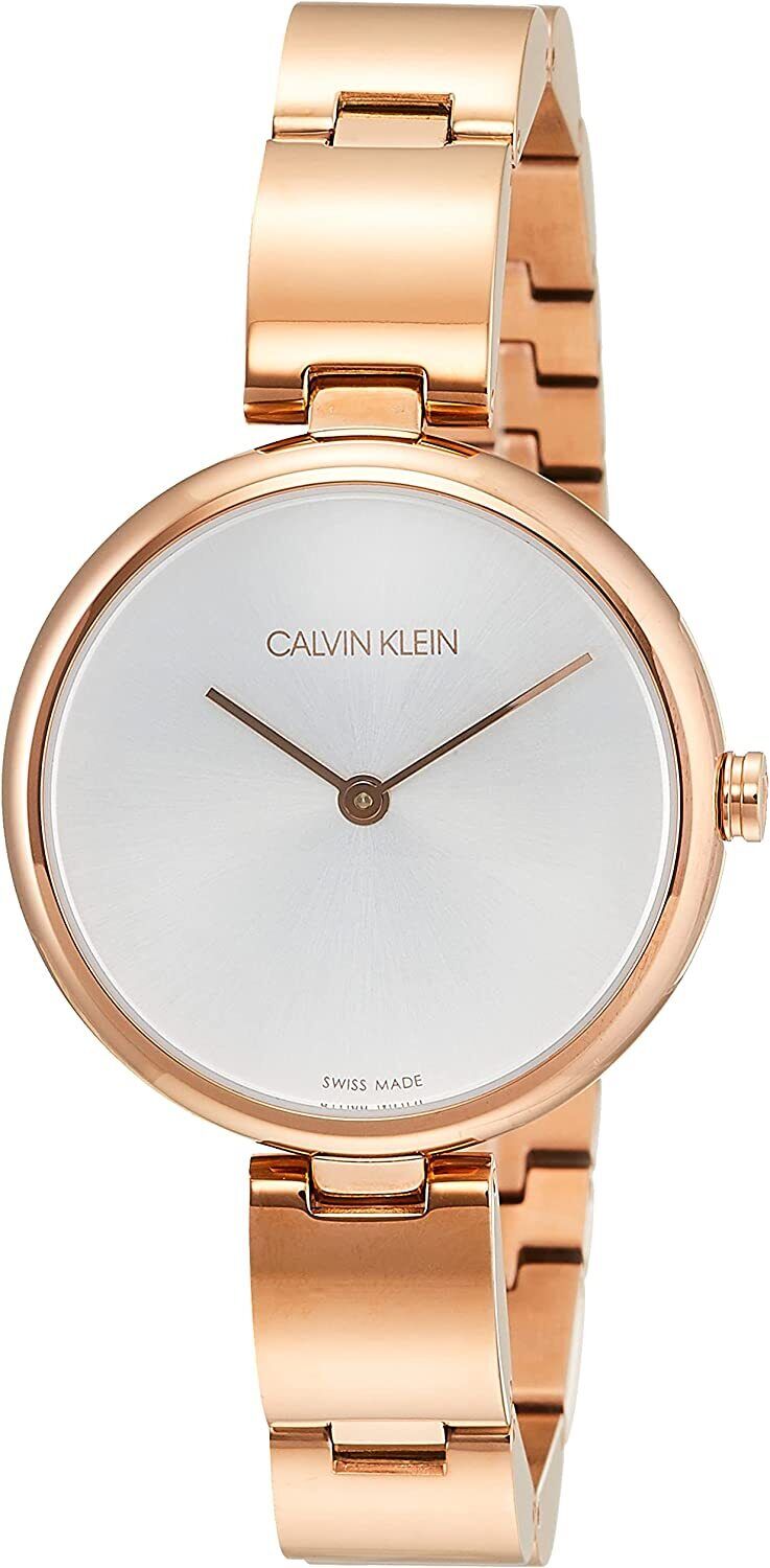 Shop Calvin Klein Wavy White Dial Rose Gold Steel Strap Watch for Women - K9U23646 in USA