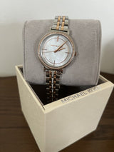 Michael Kors Cinthia Mother of Pearl Dial Two Tone Steel Strap Watch For Women - MK3831