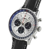 Shop Breitling Navitimer B01 Chronograph 43 Silver Dial Black Leather Strap Watch for Men - AB0138241G1P1 in USA