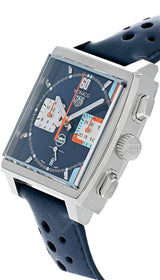 Tag Heuer Monaco Gulf Automatic Chronograph Blue Dial Blue Leather Strap Watch for Men - CBL2115.FC6494 Buy Now By Tag Heuer