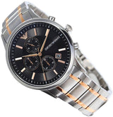 Emporio Armani Renato Chronograph Black Dial Two Tone Steel Strap Watch For Men - AR11165 Buy Now By Emporio Armani