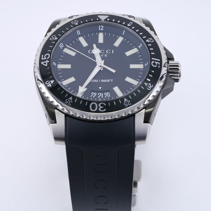 Shop Gucci Dive Analog Quartz Black Dial Black Rubber Strap Watch For Men - YA136204 in USA