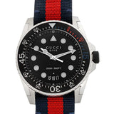 Shop Gucci Dive Black Dial Red & Blue Nylon Strap Watch For Men - YA136210 in USA