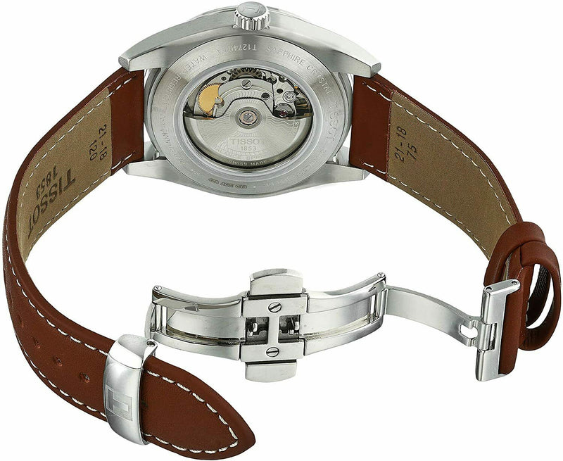 Tissot Gentlemen Powermatic 80 Silicium Blue Dial Brown Leather Strap Watch For Men - T127.407.16.041.00 Buy Now By Tissot