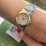 Gucci G Timeless Diamonds Mother of Pearl Dial Two Tone Mesh Bracelet Watch for Women - YA126513