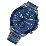 Shop Tommy Hilfiger Bank Quartz Blue Dial Blue Steel Strap Watch for Men - 1791720 in USA