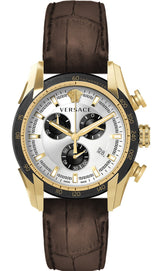 Versace V-Ray Chronograph Quartz White Dial Brown Leather Strap Watch For Men - VE2I00221 Buy Now By Versace