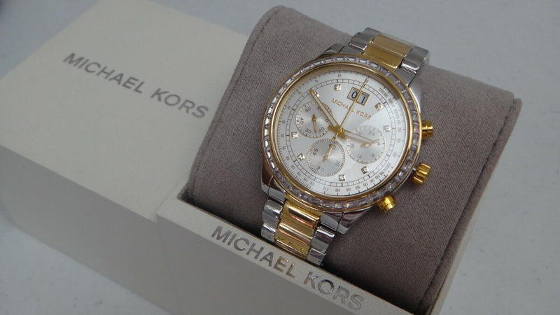 Michael Kors Brinkley Chronograph Silver Dial Two Tone Steel Strap Watch for Women - MK6188 Buy Now By Michael Kors