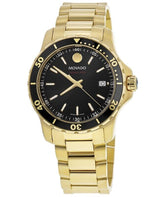 Movado Series 800 Black Dial Gold Steel Strap Watch For Men - 2600145 Buy Now By Movado