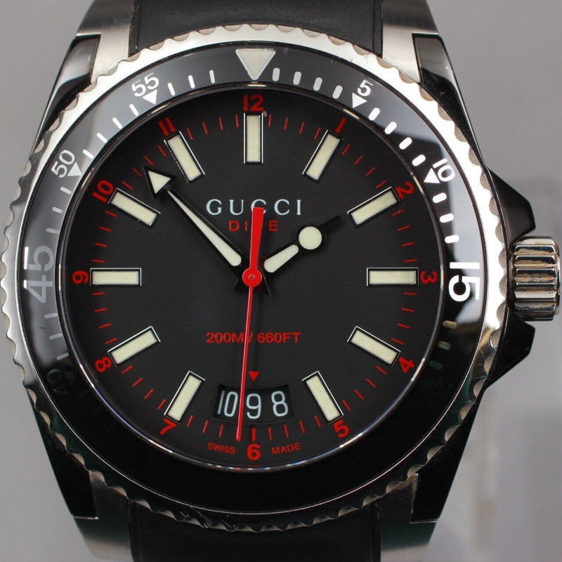 Shop Gucci Dive Quartz Black Dial Black Rubber Strap Watch For Men - YA136303 in USA
