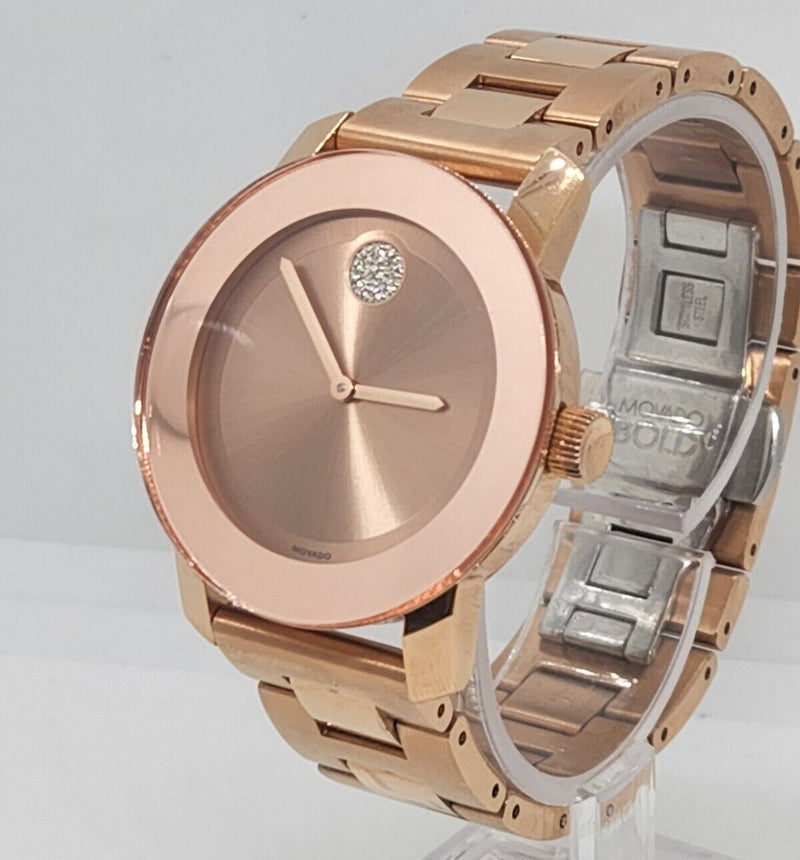 Movado Bold Rose Gold Dial Rose Gold Steel Strap Watch for Women - 3600086 Buy Now By Movado